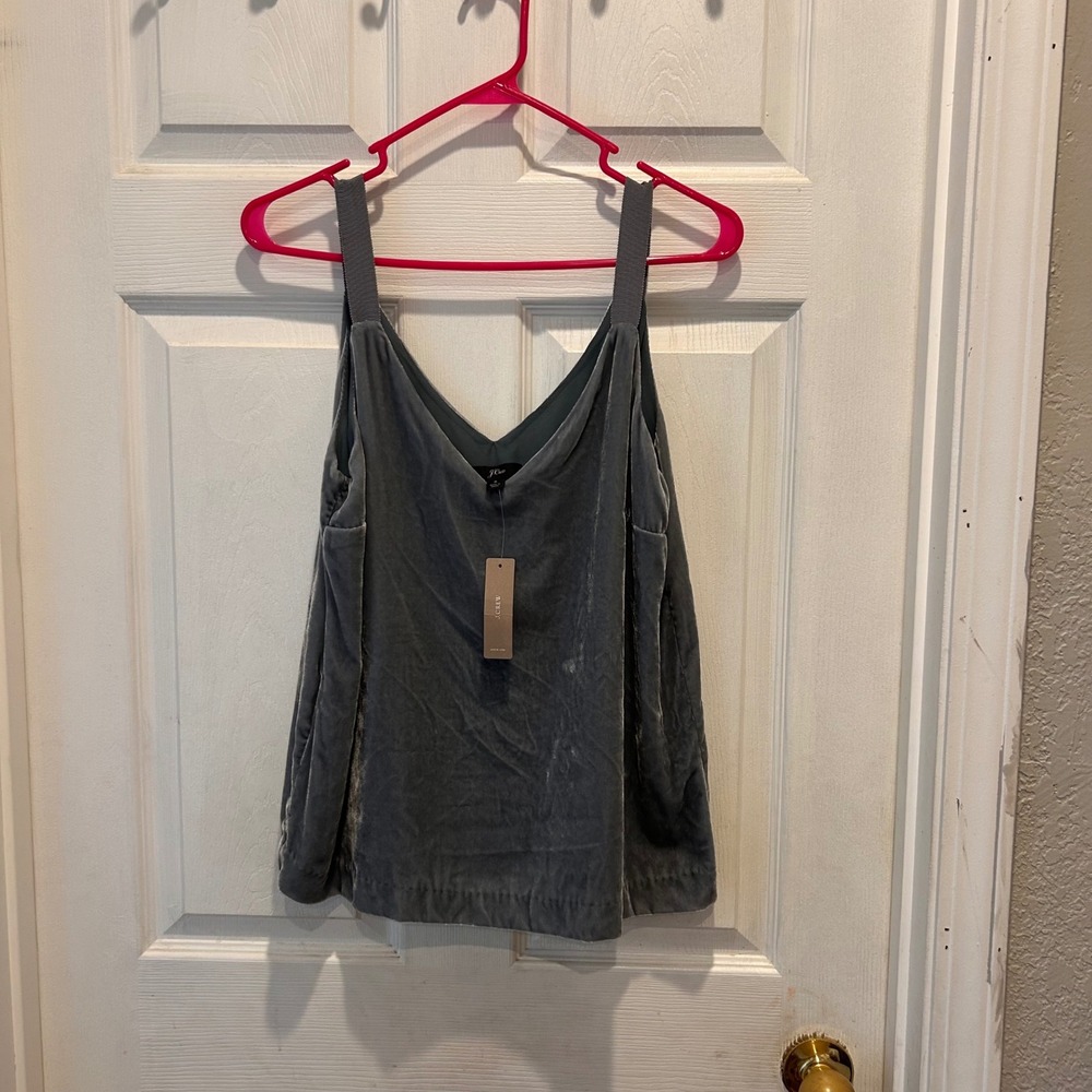 NWT J.Crew Women's Small Silver Velvet Cami Tank‎ Top Sleeveless Blouse Holiday